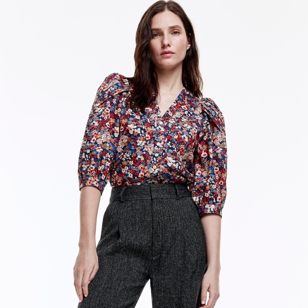 SMYTHE V-neck Frontier Blouse Blue Multi
